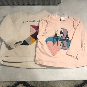 Zara Baby Girl 2pk shirts, size 12-18